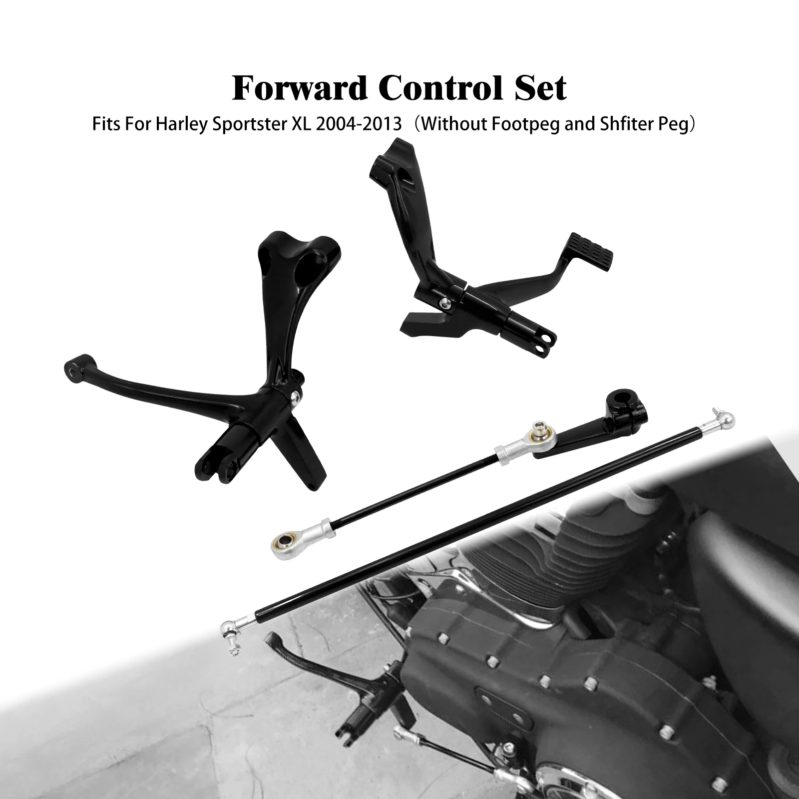 Motorcycle Forward Controls Set Levers Linkage Kit Black For Harley