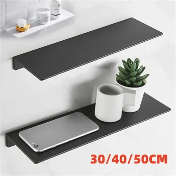30/40/50CM Mensola galleggiante Mensola portaoggetti da parete per soggiorno Bagno Cucina Mensola da bagno bianca nera montata sospesa