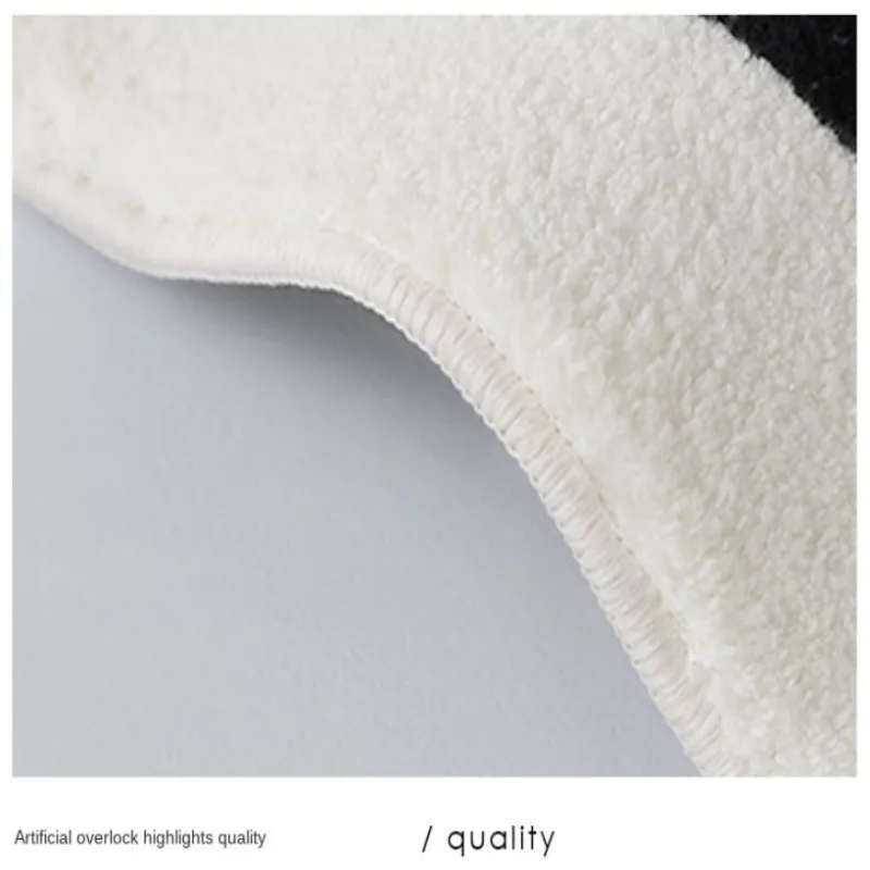 Special-Shaped Thick Plush Mat, Irregular Carpet, Black and White Line Rug, Bedroom Cloakroom, Dresser, Art Design 6