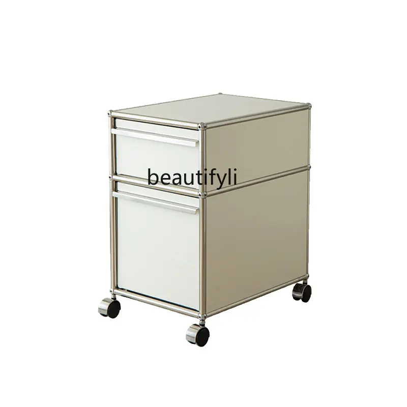 

yj Zhonggu Office File Cabinet Stainless Steel Mobile Chest of Drawer Ins Modern Simple Bedside Table
