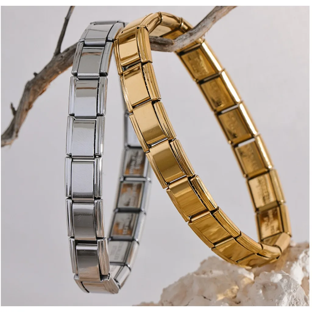 

316 Stainless Steel Square Metal Elastic Bracelet Bangle 2023 Trendy Statement Texture Waterproof Wrist Jewelry Gala Gift