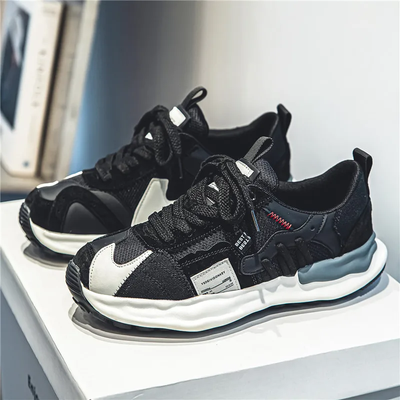 

2023 Fashion Design Colorful Stitching Sneaker for Men Lace-up Outdoor Casual Shoes Versatile Comfortable Non-slip Male Sneakers