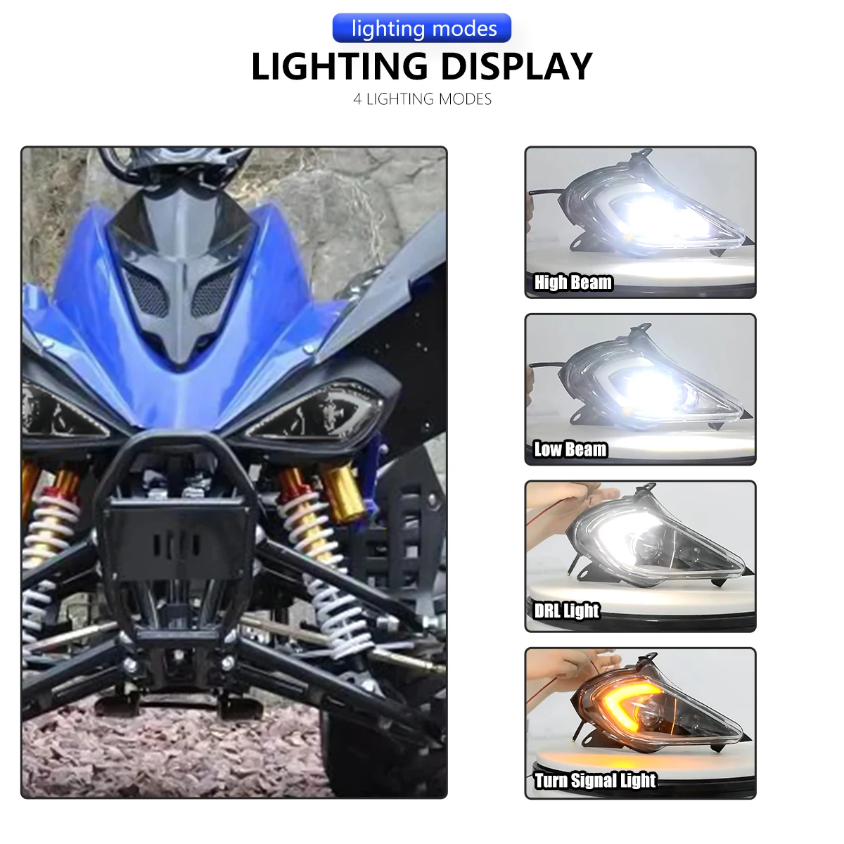 E-mark Led Headlight For Yamaha ATV Raptor 700 2006-2022 D0T ATV