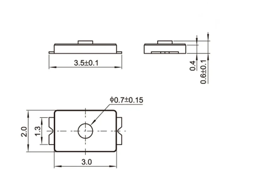 Description Picture 2 of item20pcs Momentary SMD Square 2*3*0.6 2X3X0.65 Tact Push Button Membrane Switch 2X3 Film Switch Micro Button For Mobile & Camera