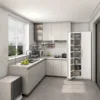 Sideboard Kitchen Cabinet,Tall White Storage Cabinet with 2 Doors and Adjustable Shelves, Food Storage  Locker Home Cabinets 5