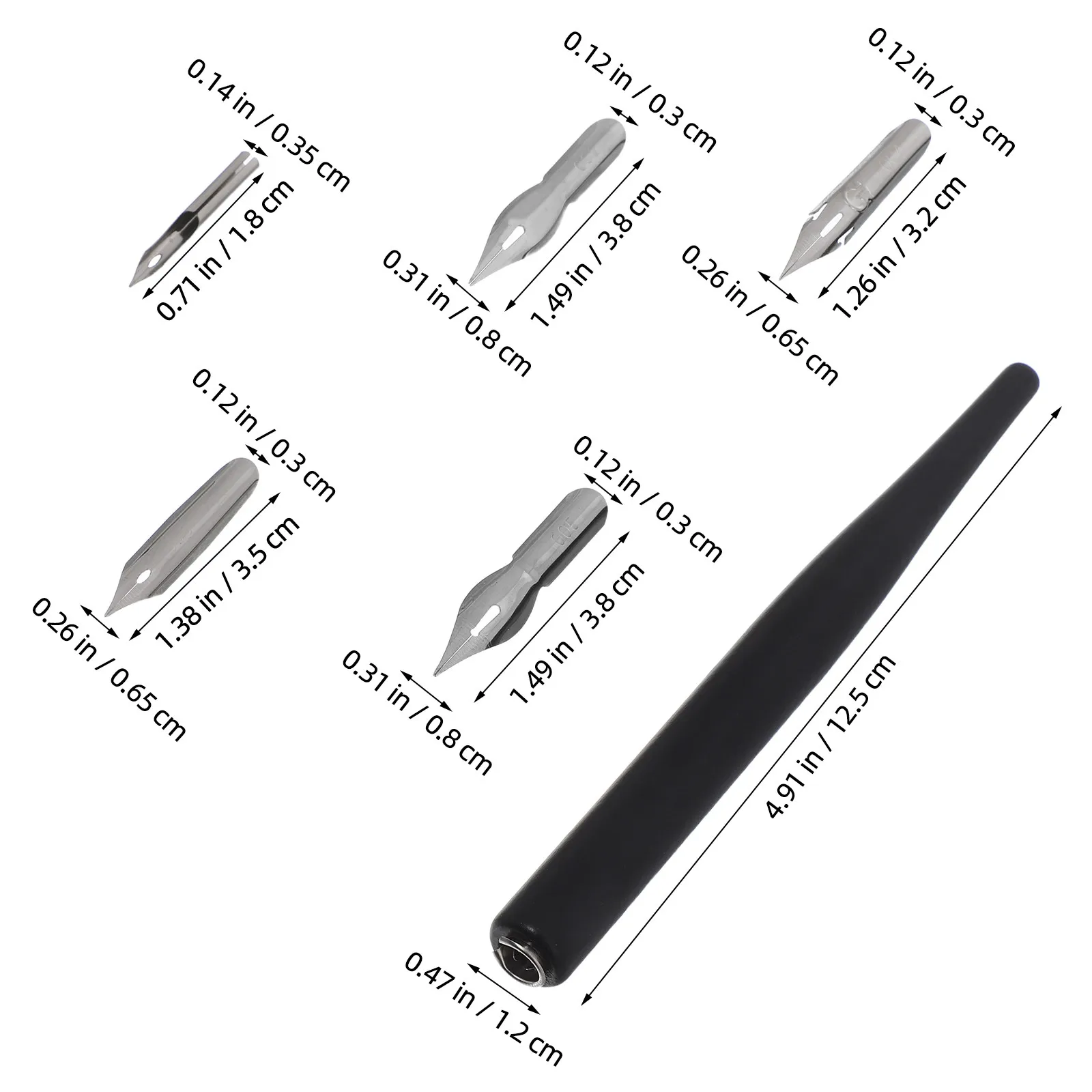 1세트 우아한 나무 손잡이 딥펜, 다양한 펜촉 크기로 그림 그리기, 레터링, 스케치, 잉크 아트, 창의적인 문구류에 사용 가능