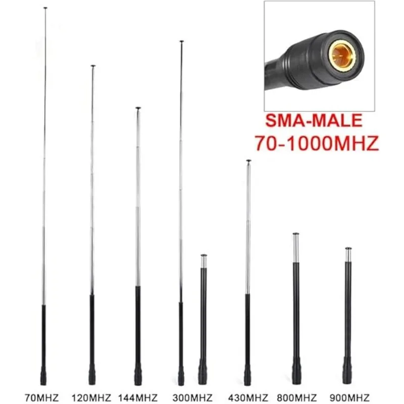 RH-795 안테나 70-1000MHz 광대역 7.6인치45.2인치 텔레스코픽 SMA-남성형 모바일 라디오 안테나(TYT YAESU Kenwood 양방향 라디오용)