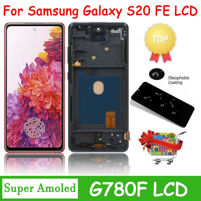 Super AMOLED для Samsung S20 FE 4G SM-G780F CD дисплей сенсорный дигитайзер с рамкой для S20FE 5G S20 Lite G781B LCD