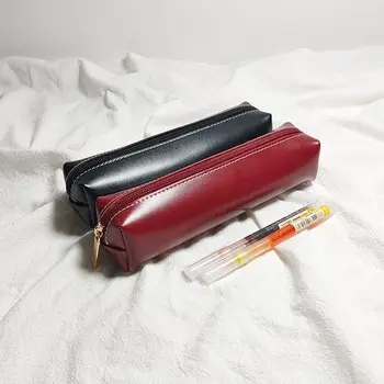 Astuccio semplice color caramello Piccolo astuccio portatile per studenti e studentesse Scatola di cancelleria di grande capacità
