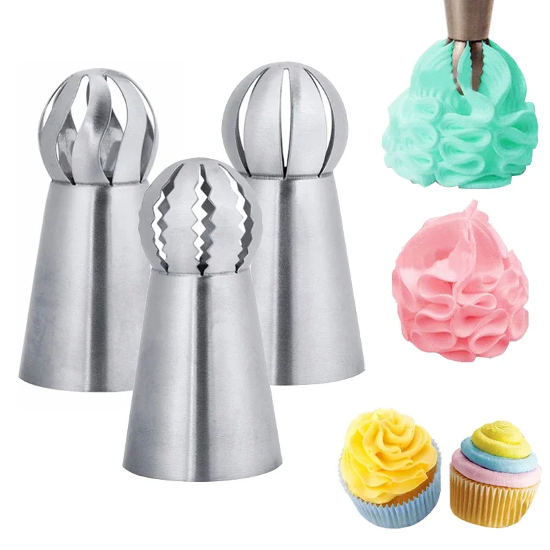 Russian Ball Flower Icing Piping Nozzles Fondant Tips Cake Decoration Tools Kitchen Pastry Cupcake Baking Pastry Tools 3Pcs/Set cake decoration accessories