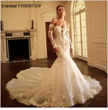 EVLAST Customized 2025 Mermaid Ruffles Wedding Dress Applique Beading Vestido De Novia Layered Bridal Gown Robe De Mariee TMD47