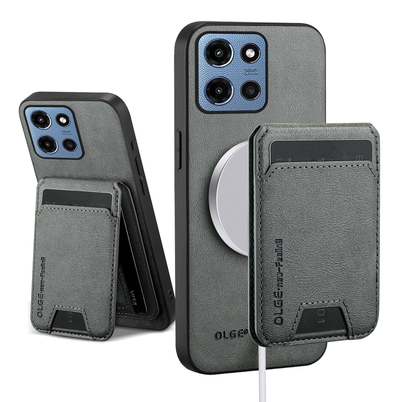 Leather Wallet Card Holder Case with Magnetic Stand Feature in Soft Shell Design
