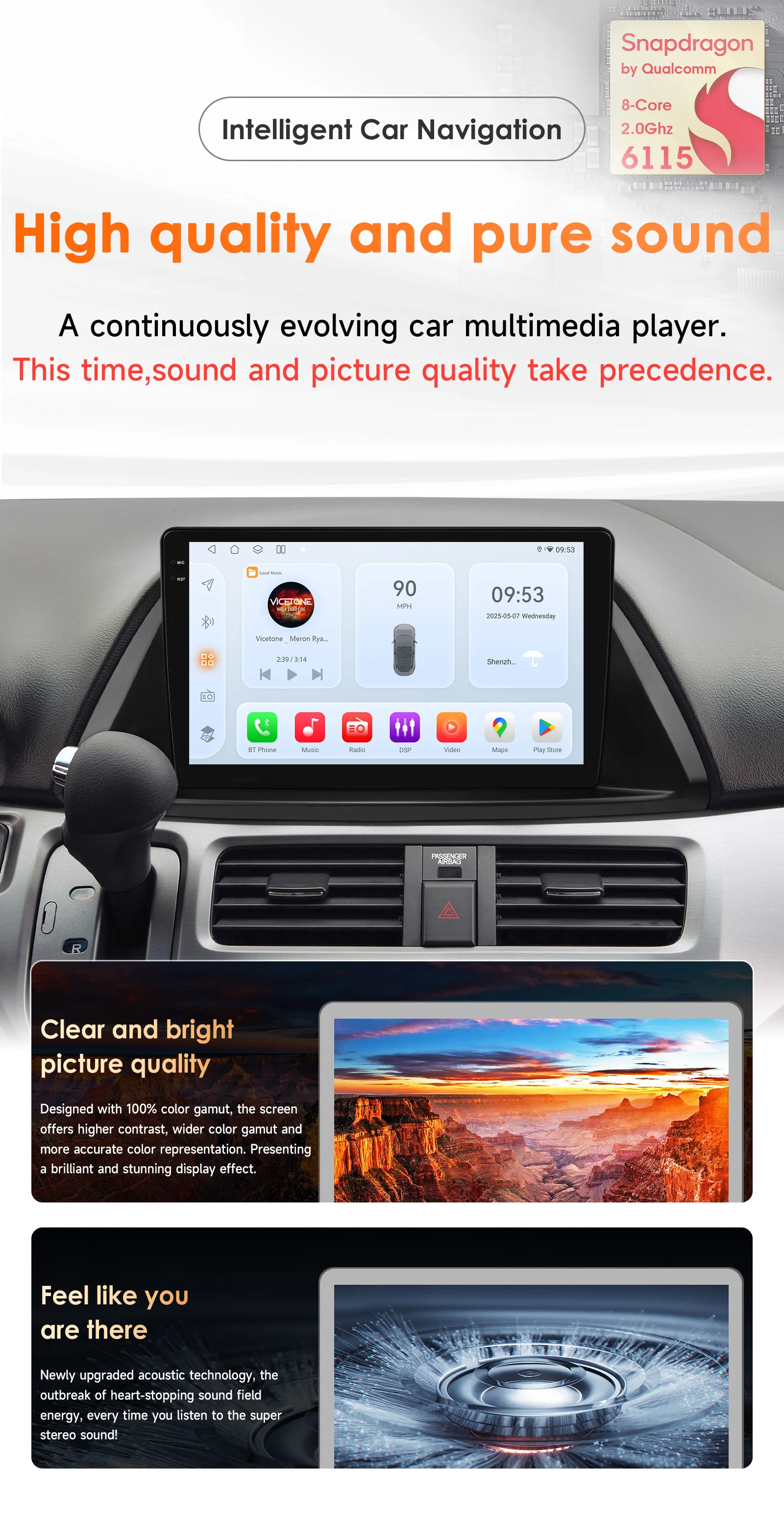 Kabelloses CarPlay Android Auto Autoradio für Honda Odyssey 2005 - 2010 GPS Intelligente Systeme Stereo Multimedia Autoradio 4G DSP – Detail 2