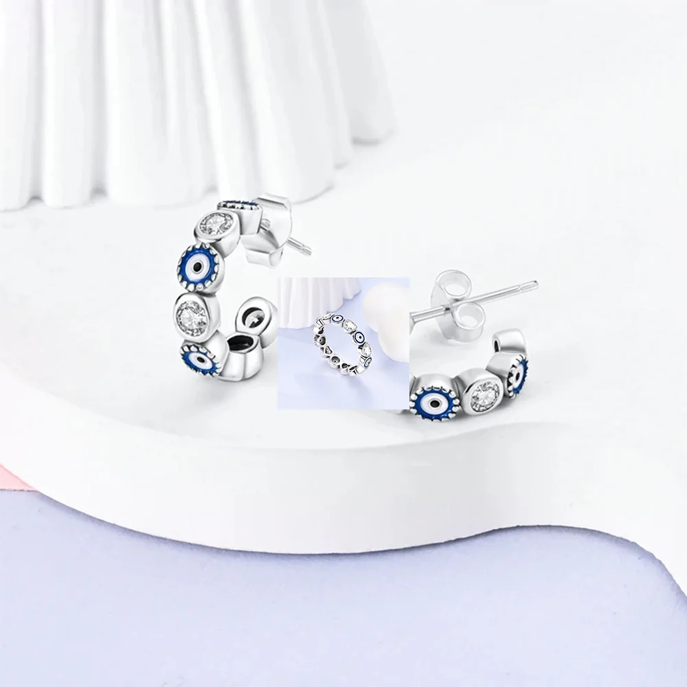  S925 원래 지르콘 보우 쥬얼리 세트 여성을위한 반지 귀걸이 목걸이 유행 발렌타인 데이 파인 쥬얼리 선물