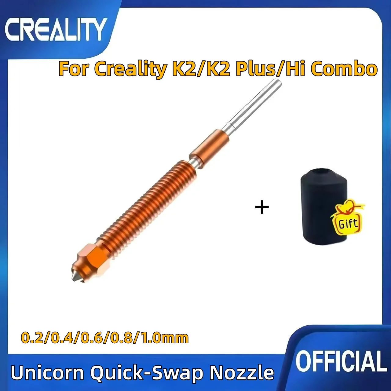 Creality K2/K2 Plus/Hi Combo Unicorn Schnellwechsel-Düse 0,4/0,6/0,8mm für 3D-Drucker K2 Plus Combo, Creality Hi Combo