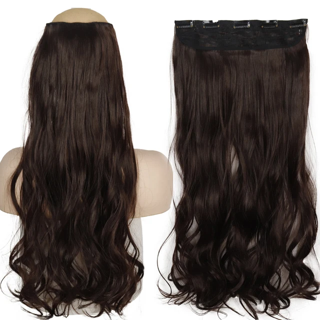 MERISIHAIR 32inch Synthetic Hair Extensions One piece 5 Clips Long Straight High Temperature Fiber Black Brown Hairpiece 88-2-33