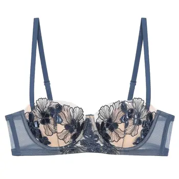MOYISU Ricamo francese Petto grande Piccolo morbido con ferretto Coppa sottile Puro desiderio Set reggiseno intimo sexy con reggiseno anti-cedimento al seno