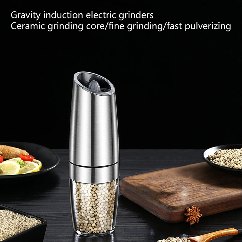 

Electric Automatic Mill Pepper And Salt Grinder LED Light Peper Spice Grain Mills Porcelain Grinding Core Kitchen Tools