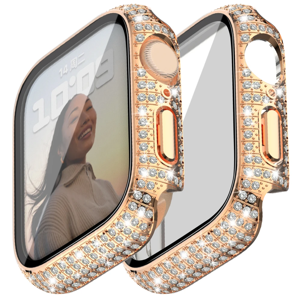 Diamond Full Protection Hard PC Cover Bumper with Tempered Glass Screen Protector