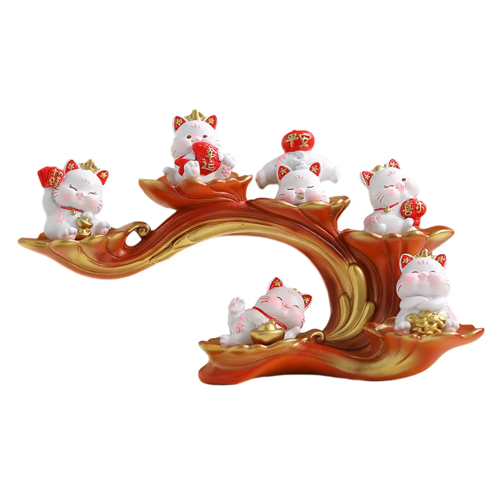 

Lucky Cat Figurine Fortune Cat Ornaments for Bookshelf Housewarming Office
