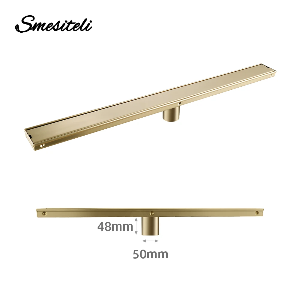 Floor Drain Linear Shower Drain Stainless Steel Tile Insert 60-90CM Deodorize Rustproof Bathroom Accessories Floor Drain