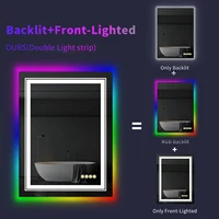LUVODI Rectangle RGB LED Bath Mirror Wall Mounted Waterproof Demist Vanity Makeup Mirror with Multicolor Lights 2