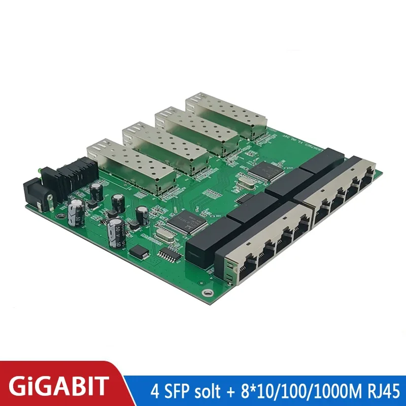 4sfp 8RJ45 10/100/1000M switch 8 RJ45 UTP 4 SFP Gigabit Fiber Optical Media Conv