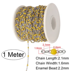 1 Meter Multi - Color Stainless Steel Enamel Flat Link Cable Chains - 1 Meter (A1165)