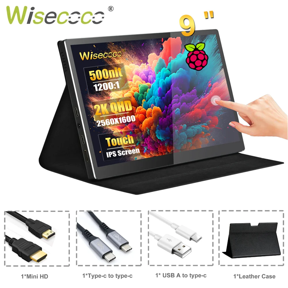 Amazon.com: wisecoco Portable Monitor 9 inch 2K 2560 * 1600 IPS Touch  Screen 73% NTSC USB C HDMI Secondary External Computer Laptop LCD Monitor  for 