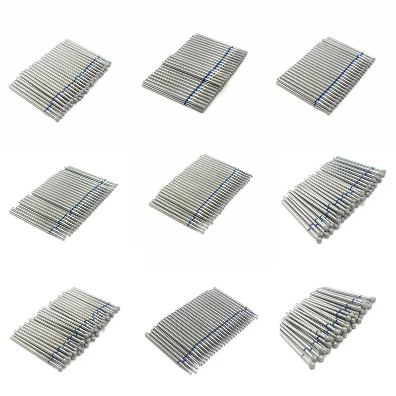 Nail Drill Bit 50 pcs/set Drill Bit Set for Nails Cutter Dental Diamond Grinding Polish Burs Dental Lab Polisher 2.35mm Shank Nail Tools