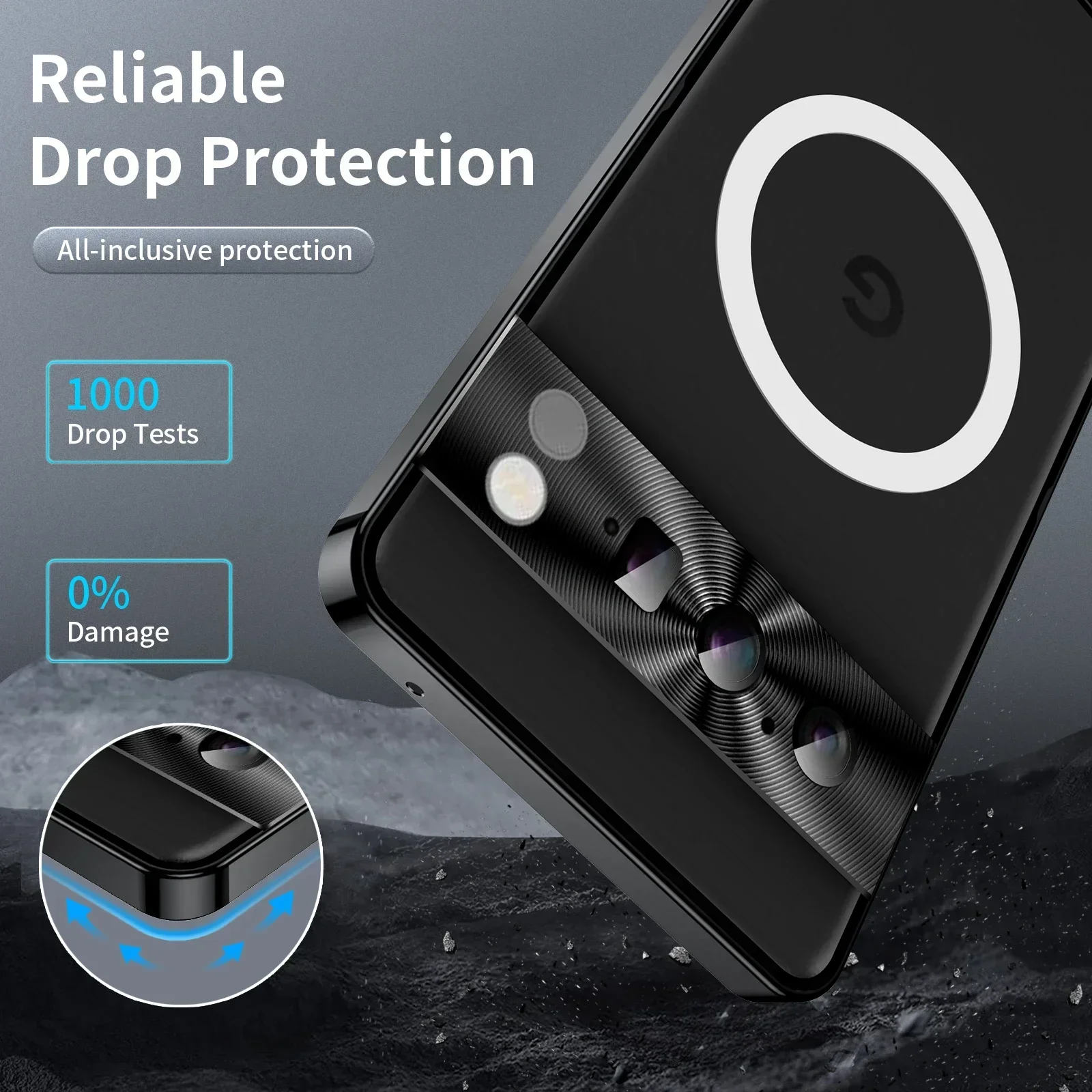 For Google 7A 7Pro 8 Pro Case Aluminum alloy HD Magnetic Magsafe wireless charge Full surround camera lens protective back cover