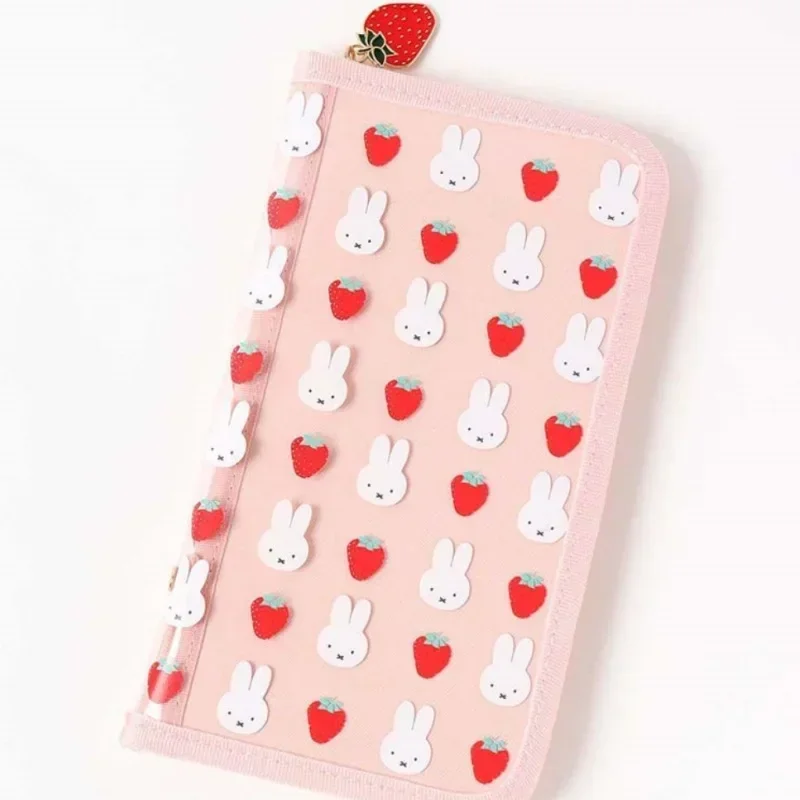 Anime Pencil Case Miffys Strawberry Lovely PVC Transparent Small Item Storage Girl Hand Account Bag ID Pack Card Package Student