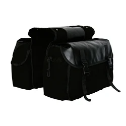 Motorbike Waterproof Canvas Saddle Panniers - Large Capacity Travel Bag (Black)