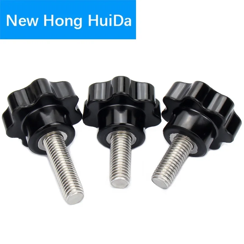 M4 M5 M6 M8 M10 M12 304 Stainless Steel Hand Knob Bolt Plastic Star Shape Head Screws Thread Clamping Thumb Handle Machine Screw |