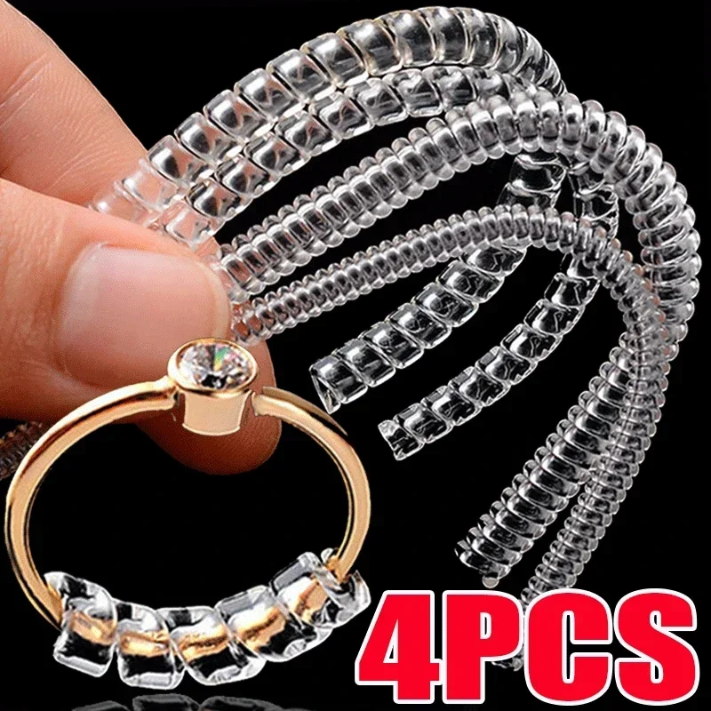 4PCS DIY Tightener Reducer Jewelry Parts Protection Transparent Spring Rope Ring Size Invisible Resizing Tool Retro Spiral Based