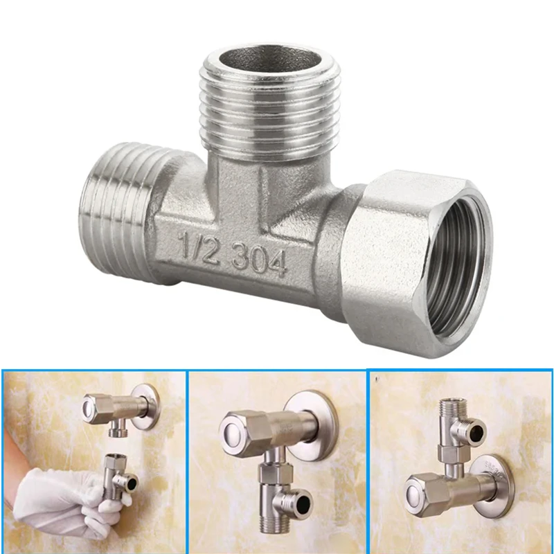 G1/2" T-Valve Toilet Diverter Valve T Adapter Three-way Water Pipe Splitter Diverter Valve Bath Bidet Sprayer Shower Fitting t adapter valve shower head diverter valve diverter valve faucet valve
