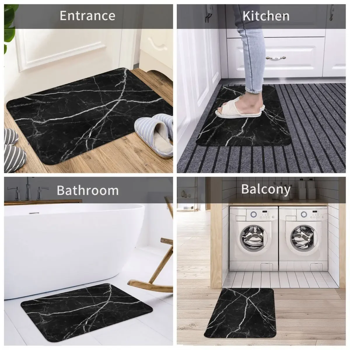 Tappeto Bagno Marmo Bianco Nero Tappeto in Diatomite Doccia Antiscivolo Tappeto Bagno Marmo Bianco Nero Tappeto in Diatomite Doccia Antiscivolo