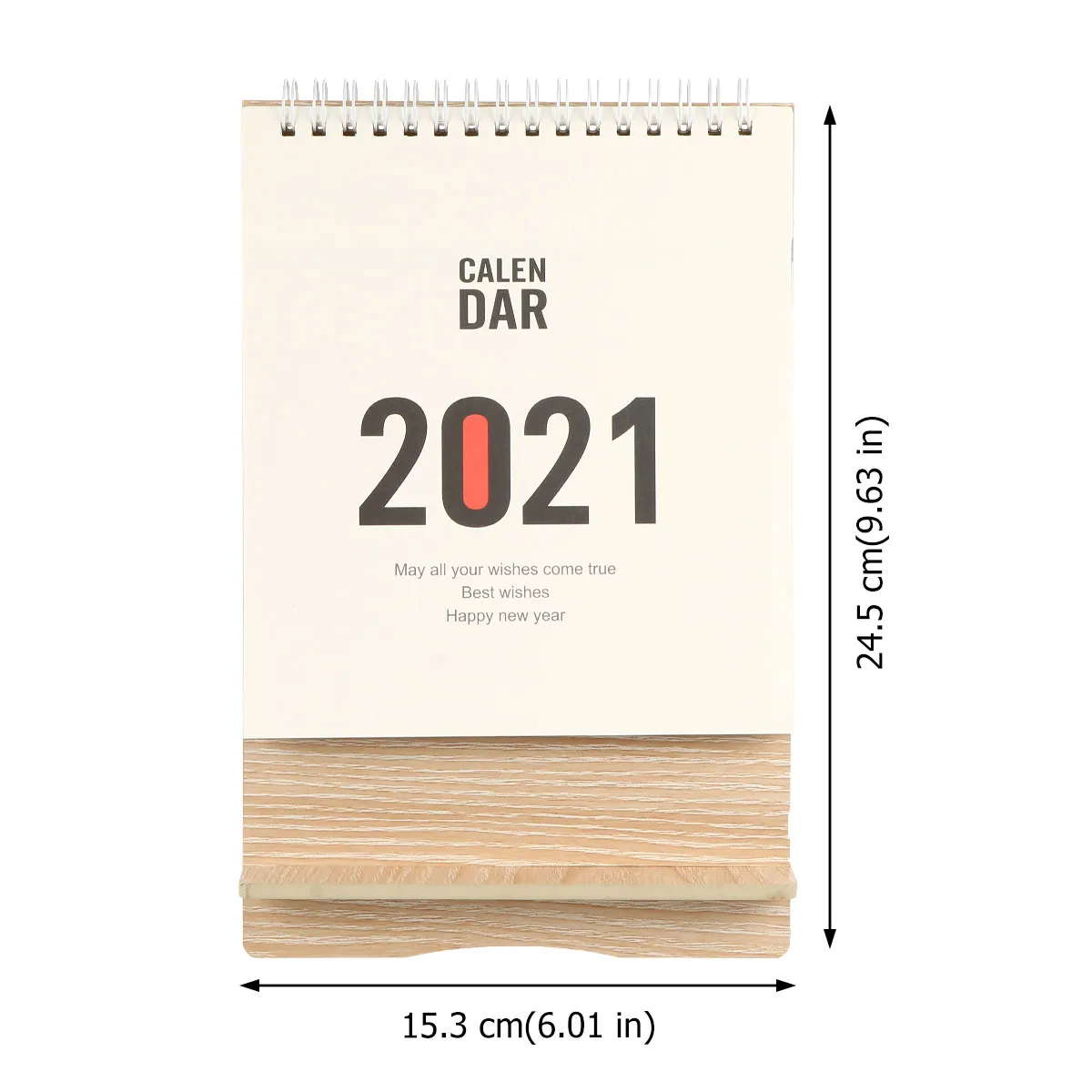 2021 미니 나무 데스크 캘린더 스탠드형 데일리 플래너 (코일 바인딩, 부드러운 종이, 나무 스탠드, 휴대폰 거치대 포함) 사무실 및 가정용