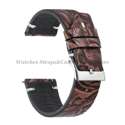 Elegant Calfskin Leather Printed Watch Strap - Women's & Men's Accessory - 22mm (Brown)