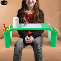 12 Pcs Kids Lap Desk Tray Bulk 19.69 * 9.84 * 7.1in Plastic Breakfast Laptop Trays with Side Pockets 1