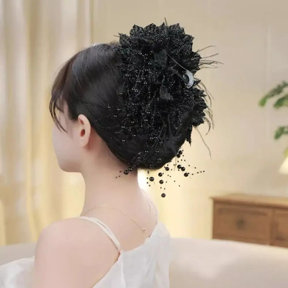 Fashion Peony Flower Grasping Clip Tassel Plastic Hair Accessories Sequin Bow Hairgrips Girl