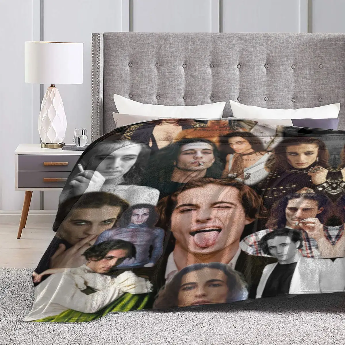 Damiano David Warm Soft Blanket Maneskin Music Band Photo Travel Bedding Throws Winter Funny Flannel Bedspread Sofa Bed Cover 4