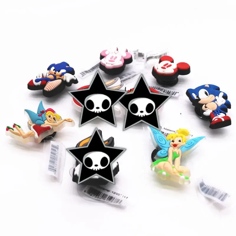 Original Fairy Girl PVC Shoe Charms Red Mickey Pink Minnie Jeans Clog Pins Women Boy Girls Party Shoe Decorations