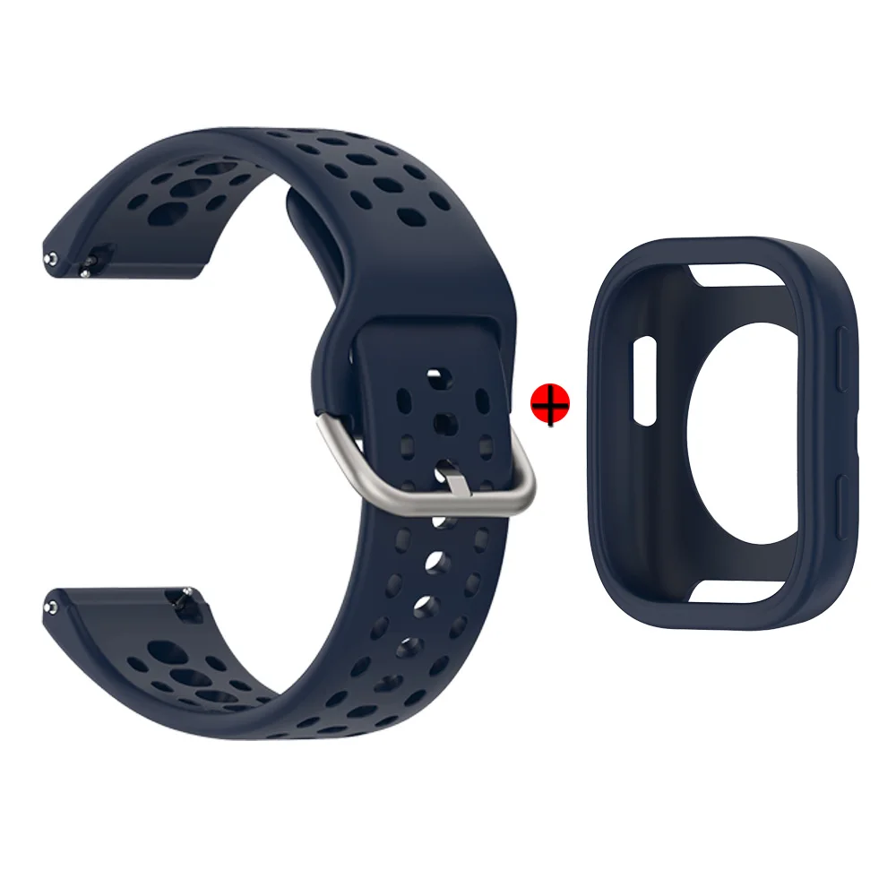 Versatile 2-in-1 Silicone Watchband with Case Cover - Adjustable Single Color Wristband Accessory