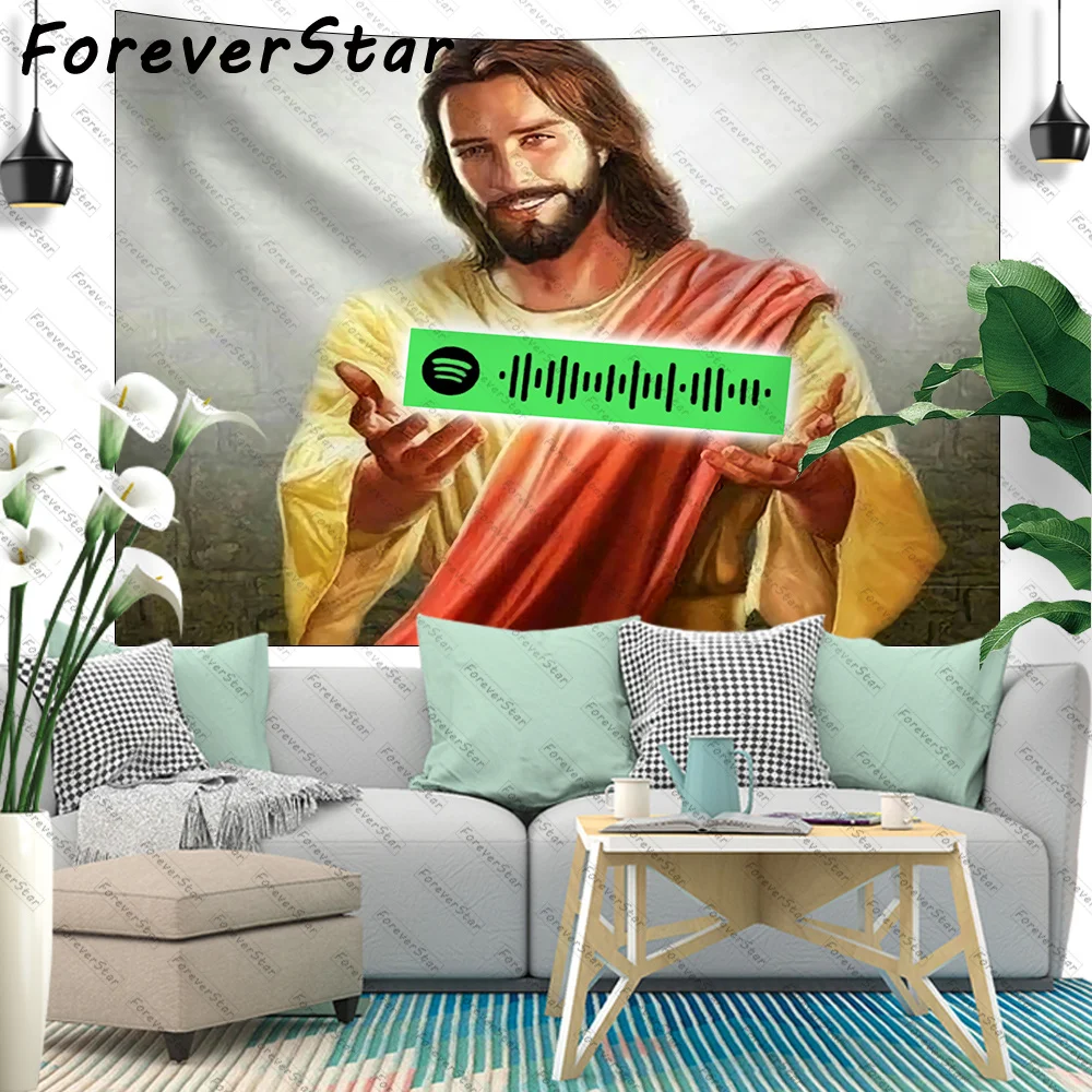 

Популярный гобелен на заказ с Иисусом, гобелен, гобелен, как мелодия, мем, гобелен, аэстический декор для гостиной, гобелены, Декор для дома