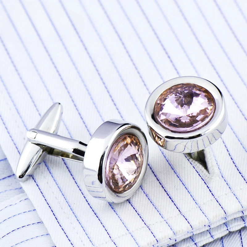 

Round Crystal Inlaid High-end Cufflinks for Men's French Shirt Cuffs Buttons Gentlemen's Wedding Party Clothing Accessories Gift
