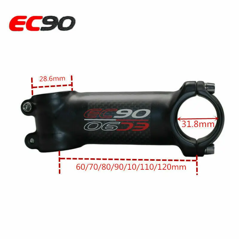 Potence Carbone Pour Vélo – 31,8mm / 6° / 17° – Tailles 70 à 120mm – NEUF