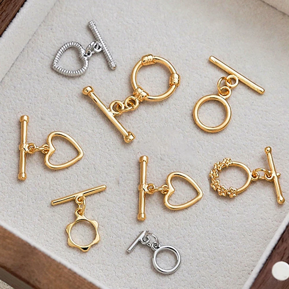 2 Sets 18 Karat vergoldete Knebelverschlüsse, Glieder, Armbandverschluss, Hakenverschluss, Endverbinder für DIY-Halsketten, Schmuckherstellung