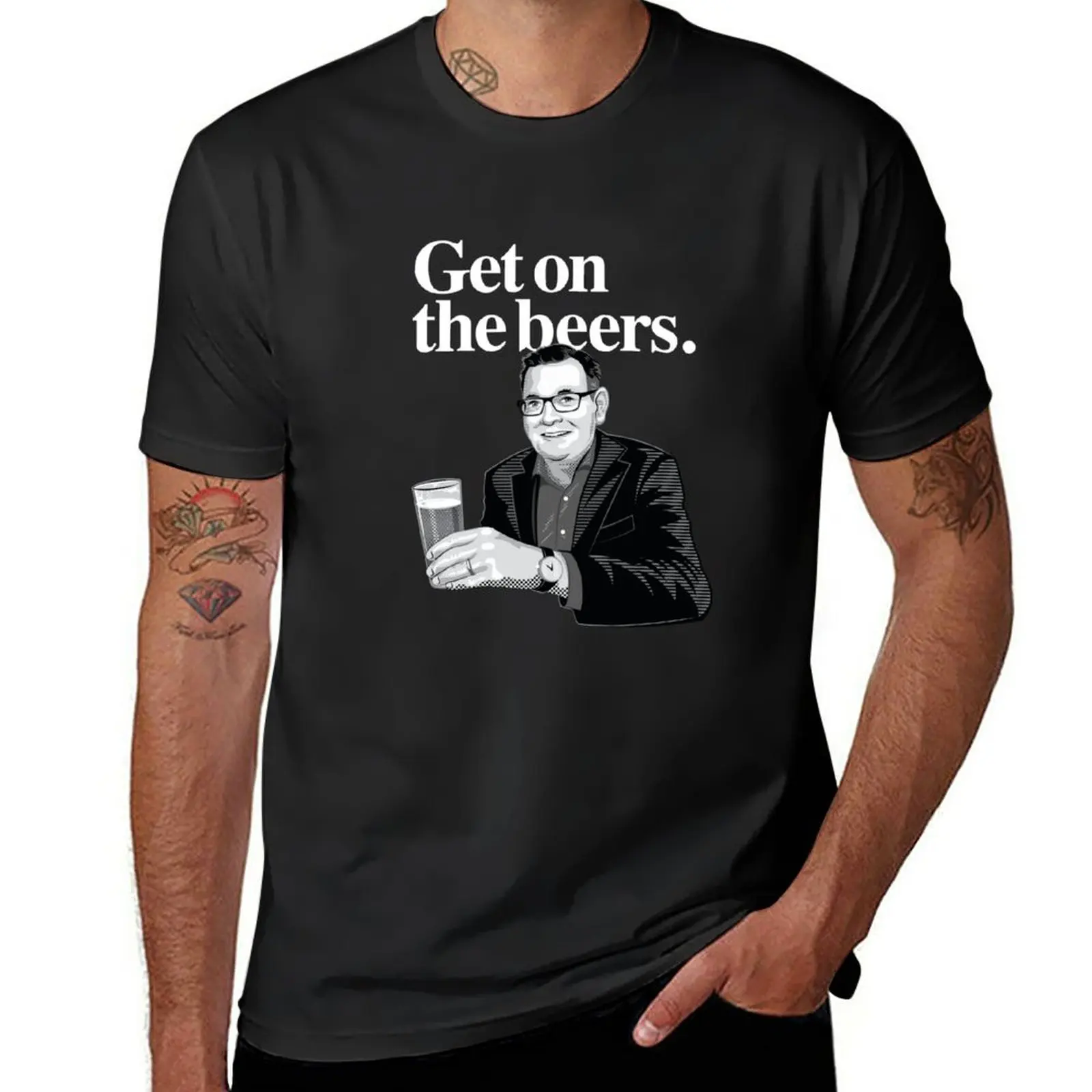 

Get on the beers. T-Shirt vintage clothes tops summer tops heavyweight t shirts for men