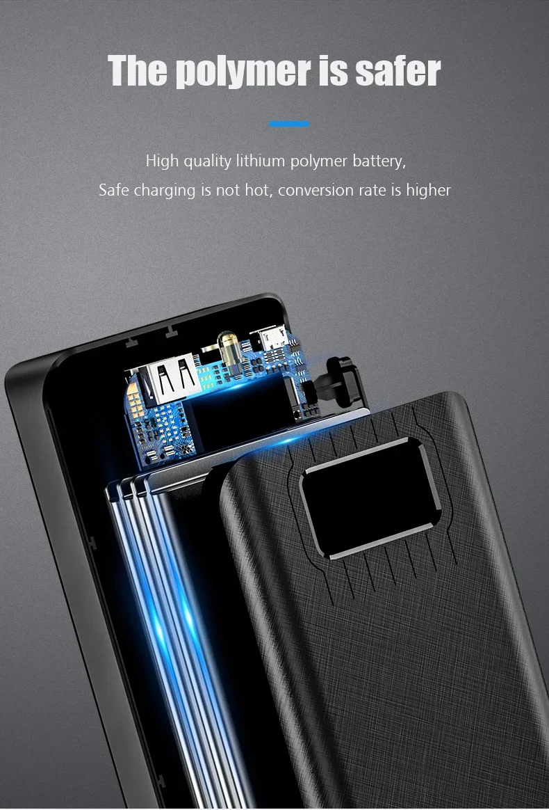 30000mAh/40000mAh Power Bank Portable Charging Poverbank Mobile Phone External Battery Charger Powerbank For Xiaomi Mi OPPO 5
